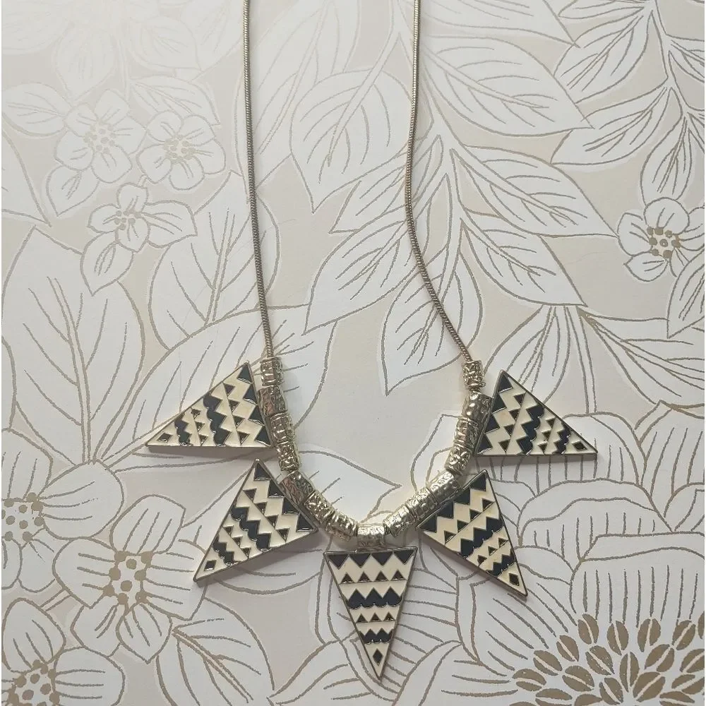 Geometric Black and White Triangles Necklace